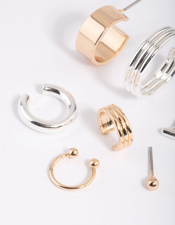 Mixed Metal Textured Earring Stack Pack