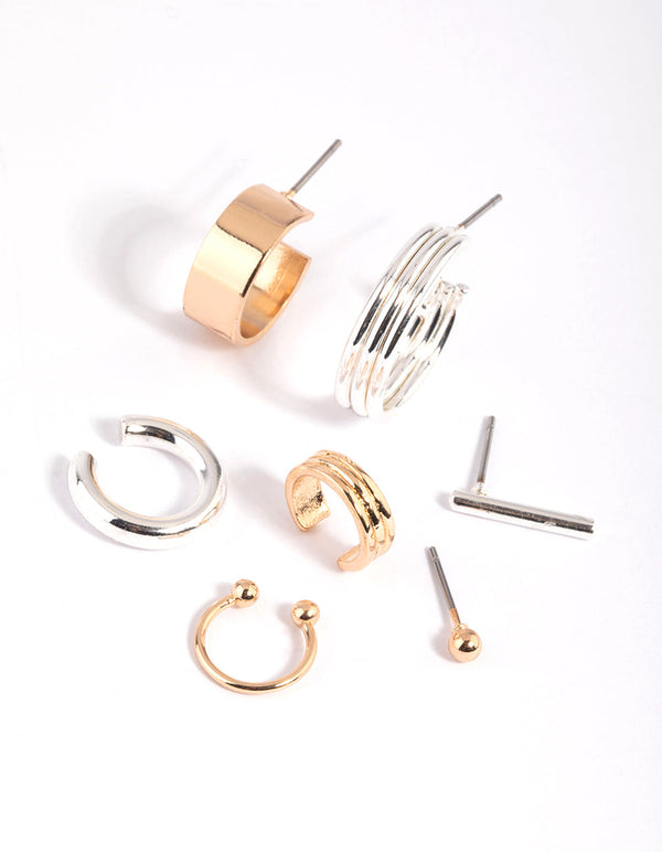 Mixed Metal Textured Earring Stack Pack