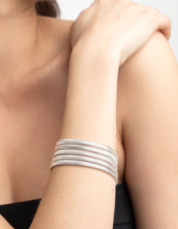 Silver Snake Chain Layered Necklace