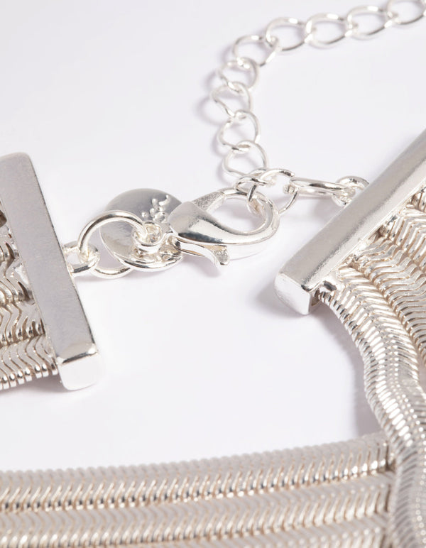 Silver Snake Chain Layered Necklace