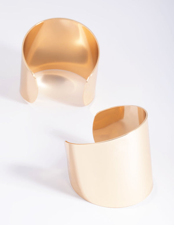 Gold Double Cuff Bangle Bracelet