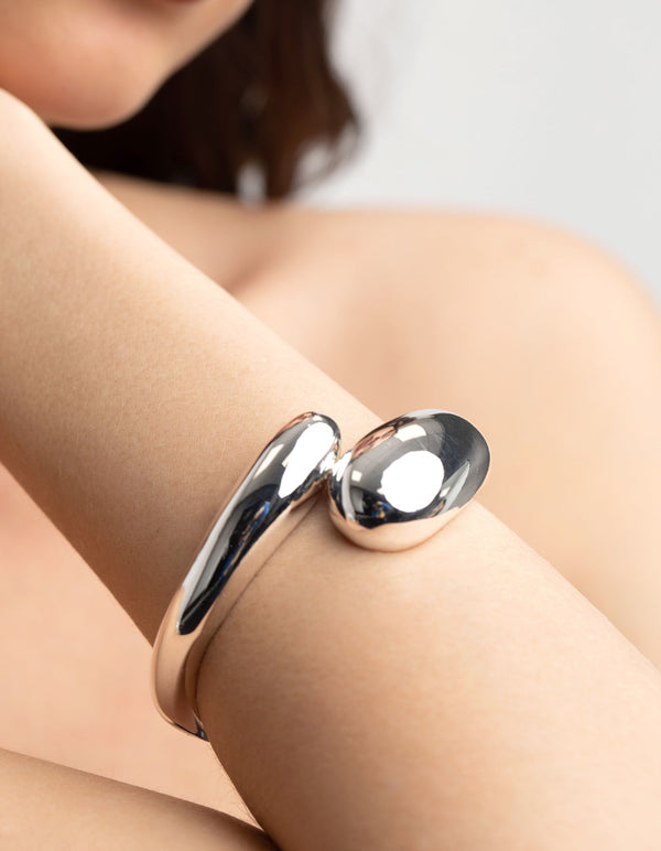Silver Twisted Hinge Cuff Bracelet