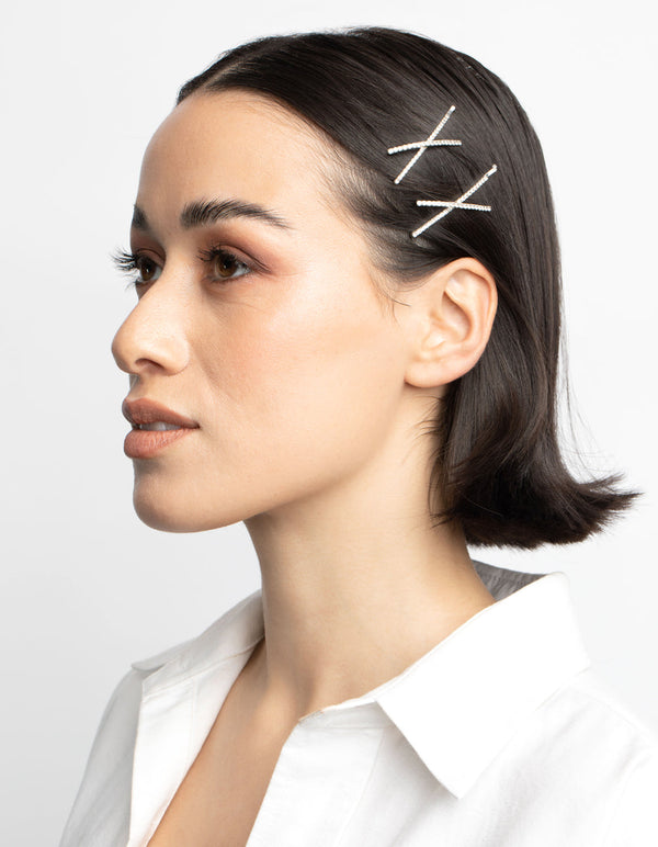 Silver Cross Slide Clips