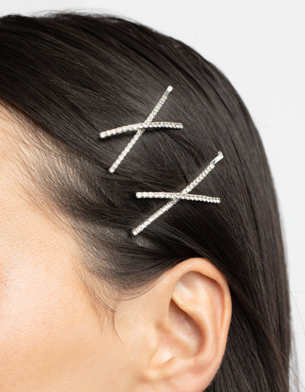 Silver Cross Slide Clips