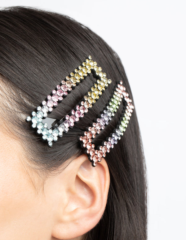 Rainbow Ombre Rectangular Clips