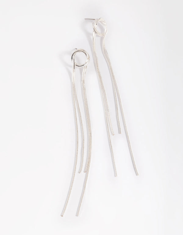 Rhodium Looped Drop Earrings