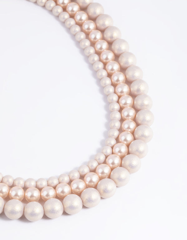Gold Pearl and Bead Layered Necklace
