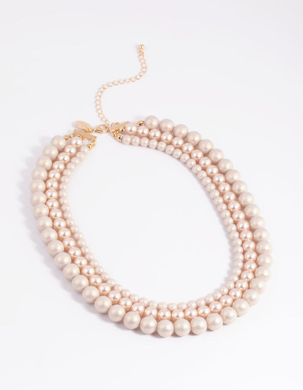 Gold Pearl and Bead Layered Necklace
