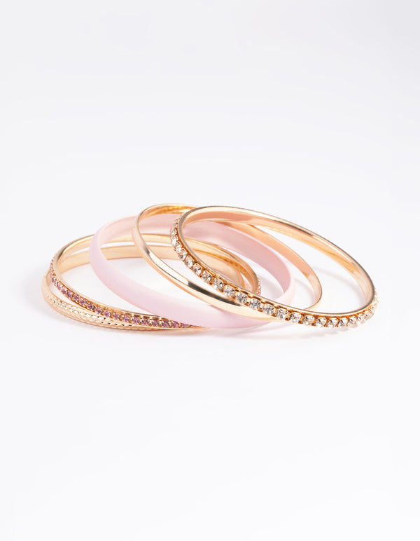 Blush Pearlised Diamante Bangle Pack
