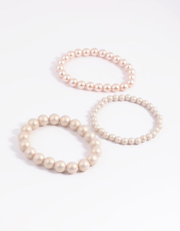 Gold Pearl and Bread Stretch Bracelet Pack