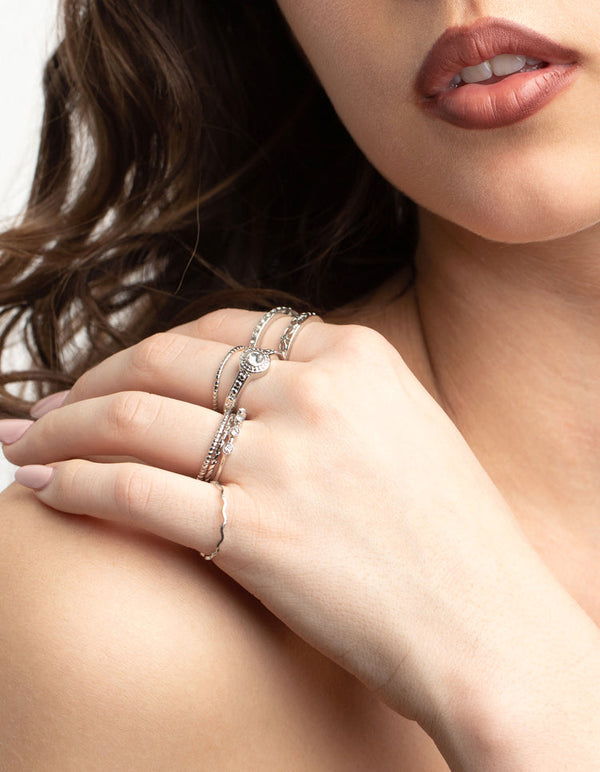 Rhodium Classic Ring Stack Pack