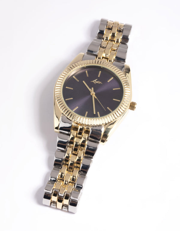 Mixed Metal Classic Link Strap Watch