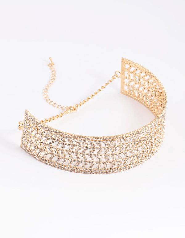 Gold Diamante Choker Necklace