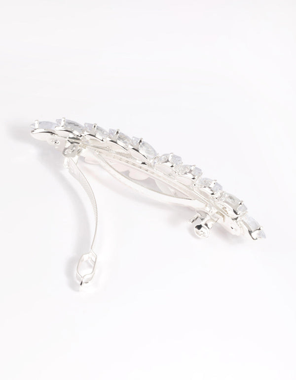 Silver Diamante Navette Barette Clip