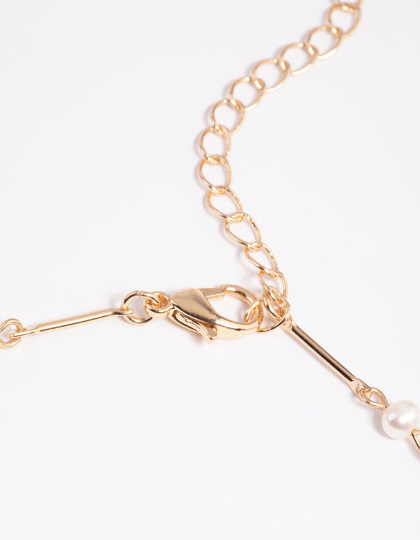 Gold Freshwater Pearl Anklet Set