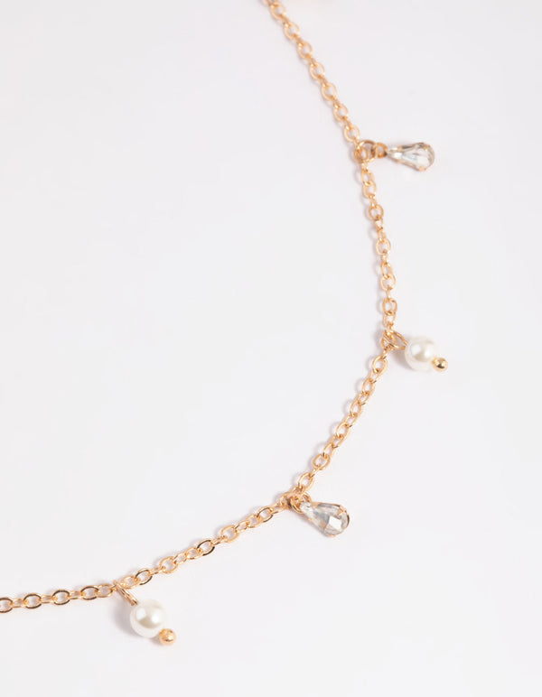 Gold Diamante and Pearl Waist Chain