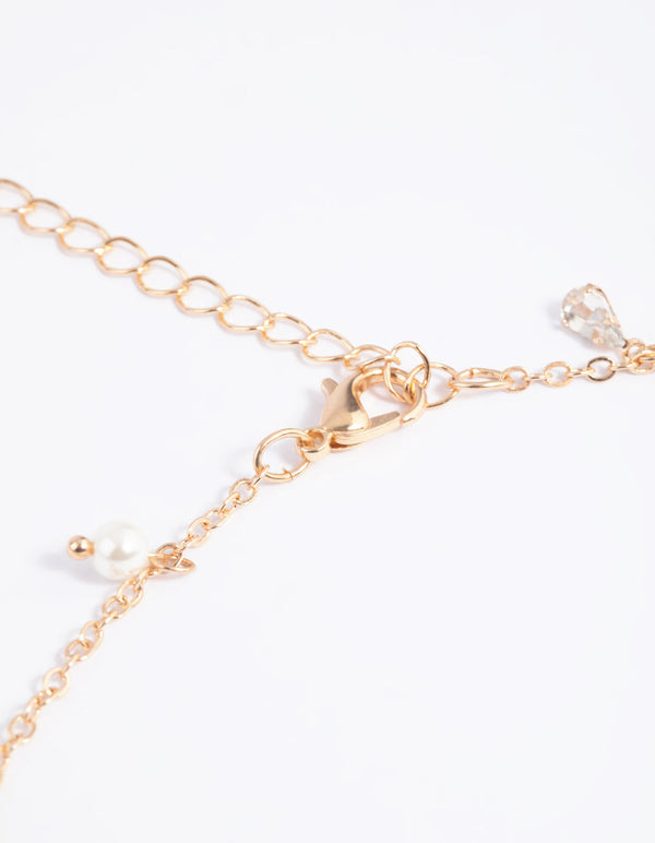 Gold Diamante and Pearl Waist Chain