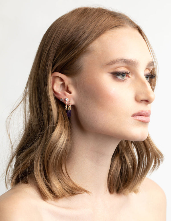 Purple Amethyst Shard Earring Stack Pack