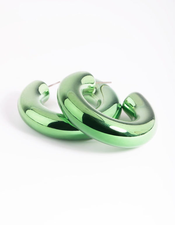 Matte Green Thick Hoop Earrings