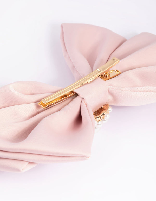 Blush Pearl Bow Clip