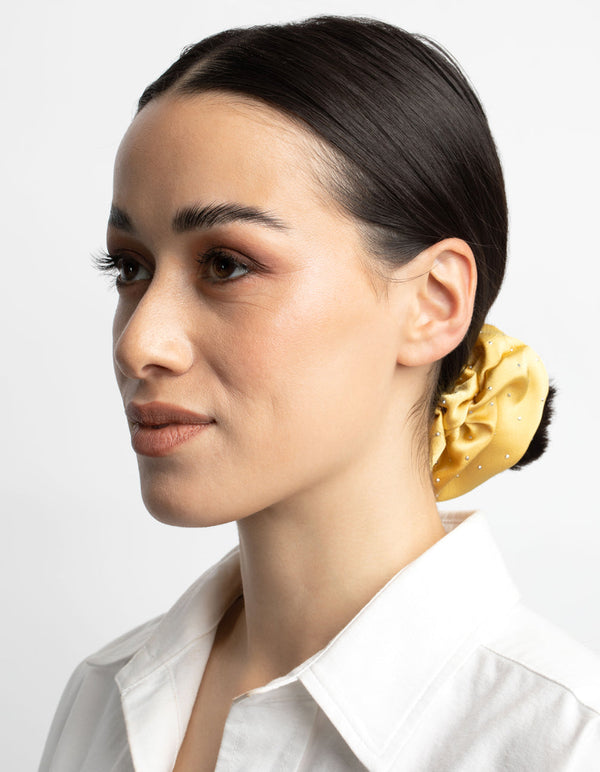 Mustard Diamante Scrunchie