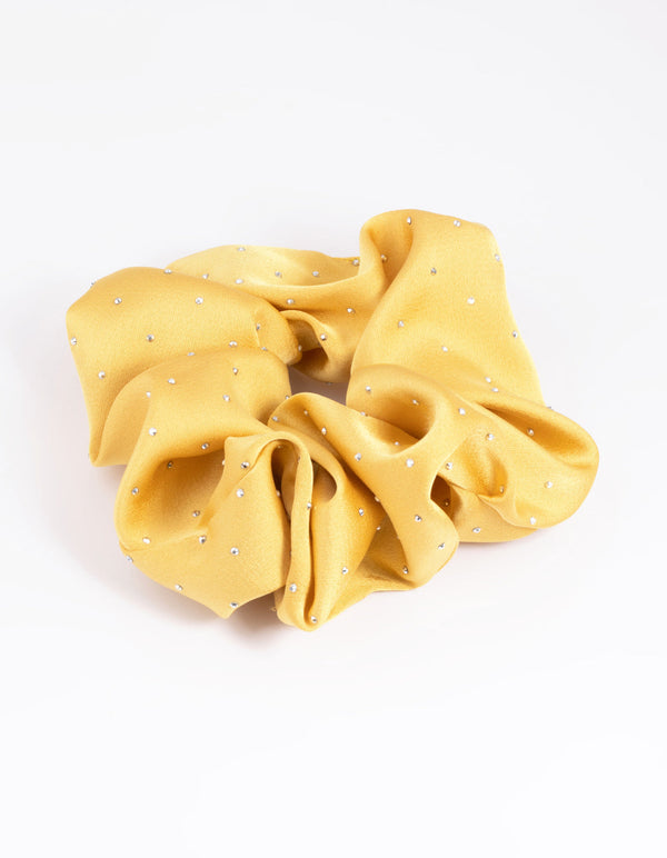 Mustard Diamante Scrunchie