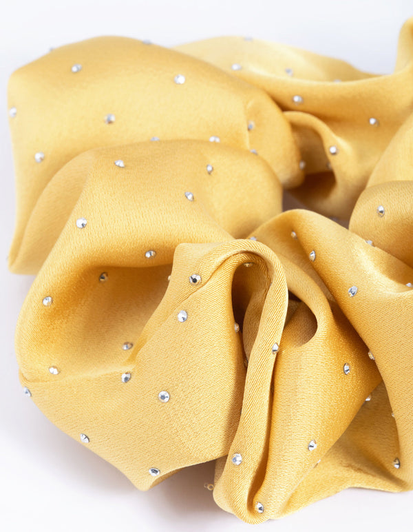 Mustard Diamante Scrunchie