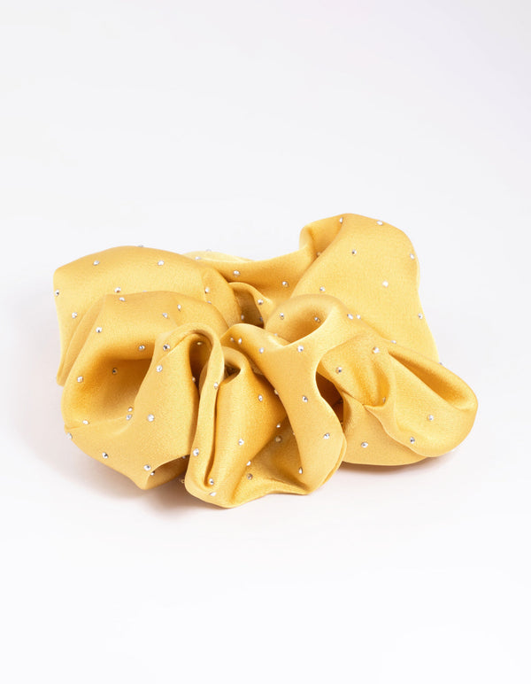 Mustard Diamante Scrunchie