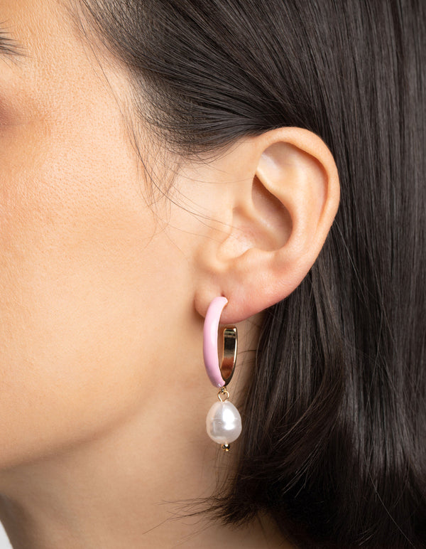 Blush Pearl Hoop Earrings