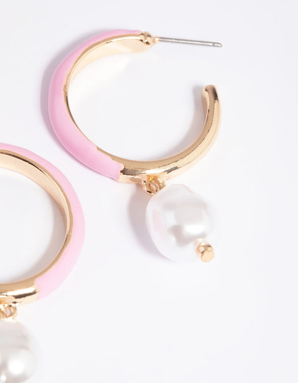 Blush Pearl Hoop Earrings