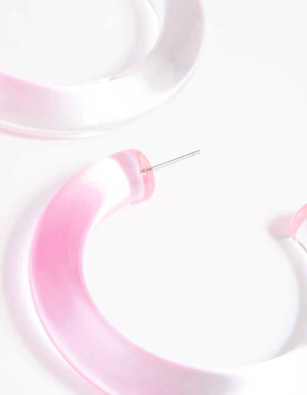 Pink Tube Hoop Earrings