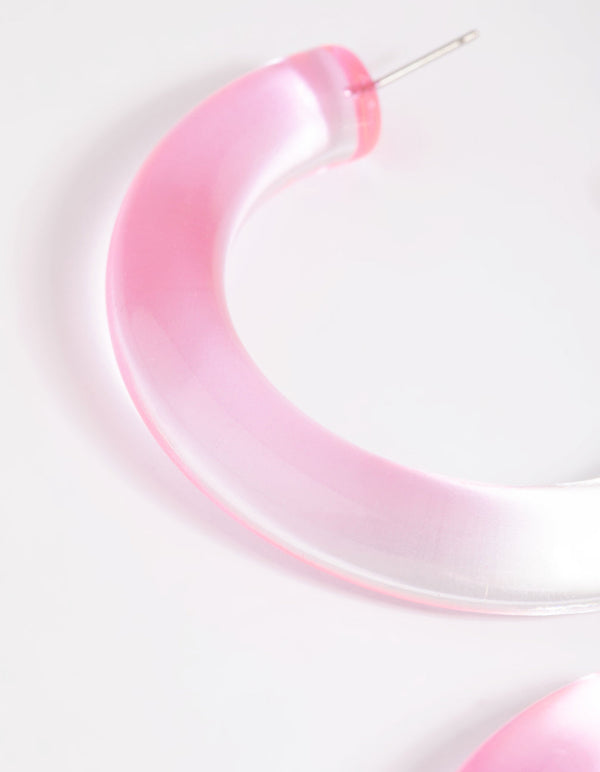Pink Tube Hoop Earrings