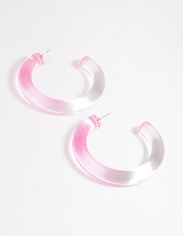 Pink Tube Hoop Earrings