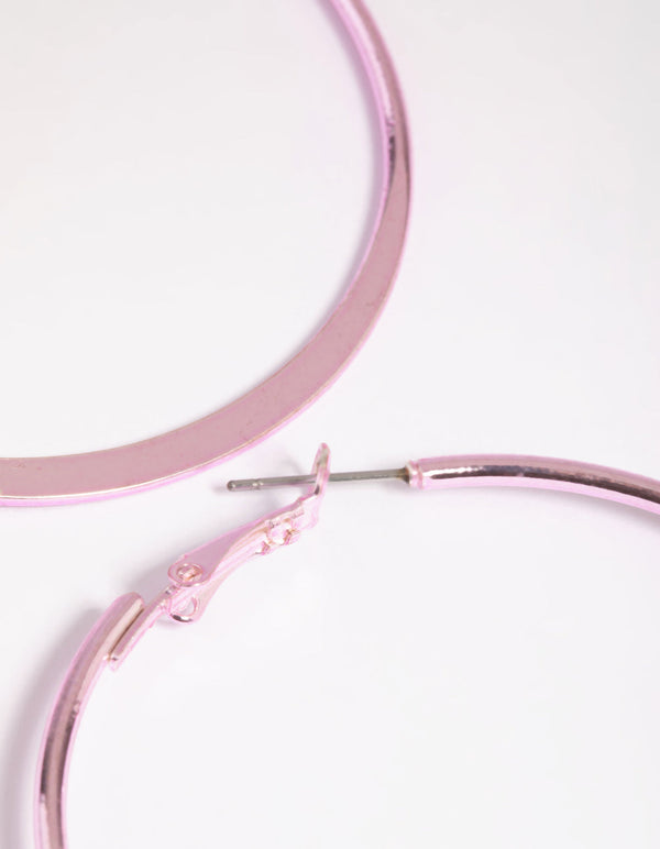 Matte Pink Hoop Earrings