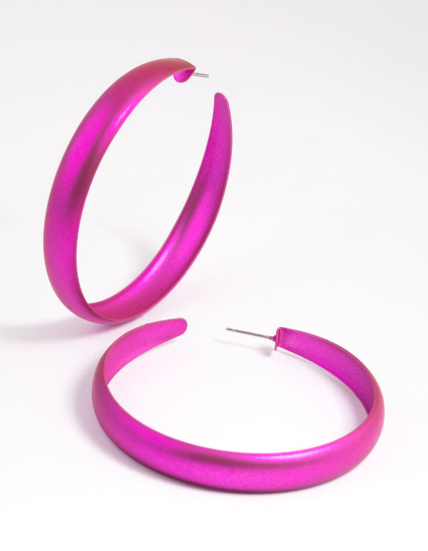 Fuchsia Rubber Hoop Earrings