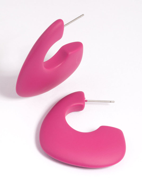 Matte Fuchsia Hoop Earrings