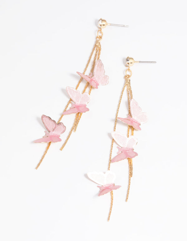 Pink Butterfly Drop Earrings