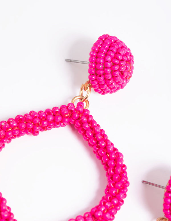 Pink Beaded Drop Earrings