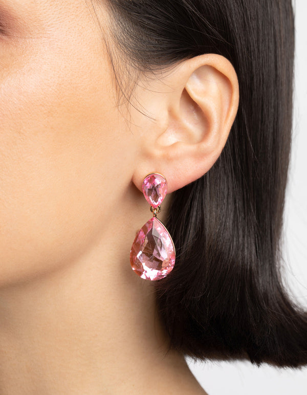 Pink Teardrop Earrings