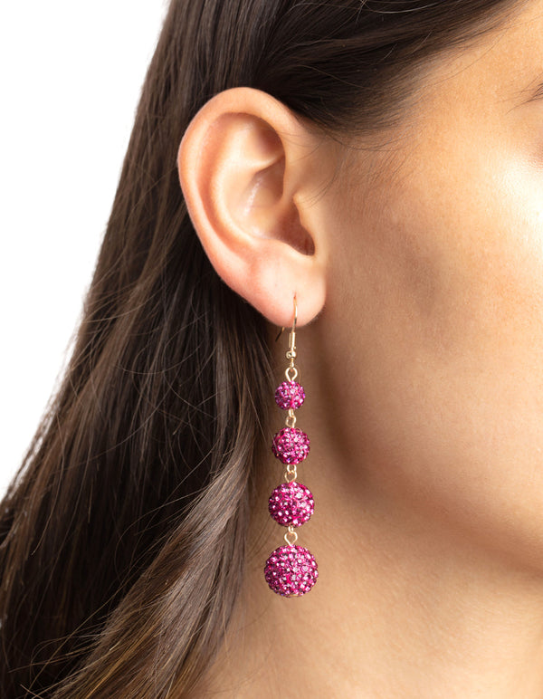 Fuchsia Ball Drop Earrings