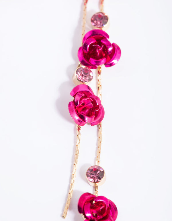 Pink Rose Drop Earrings