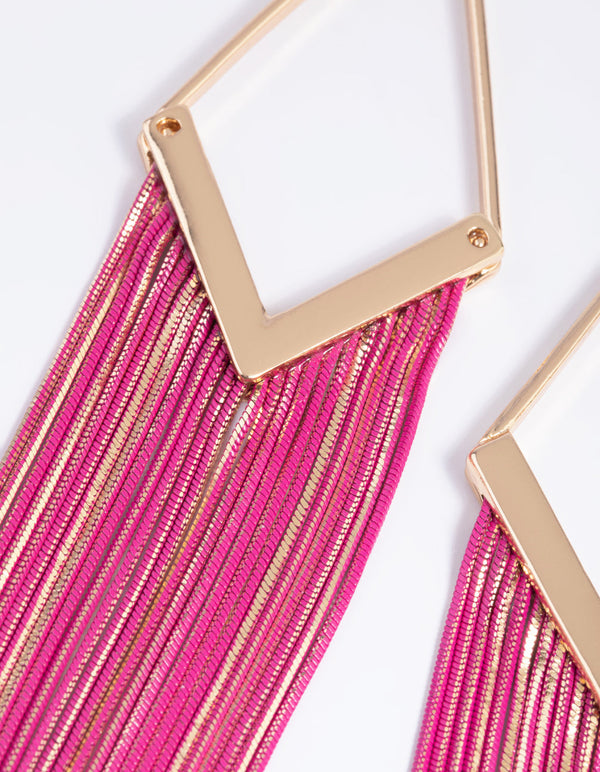 Fuchsia Snake Chain Drop Earrings