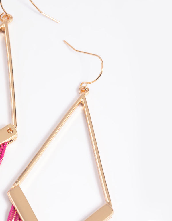 Fuchsia Snake Chain Drop Earrings