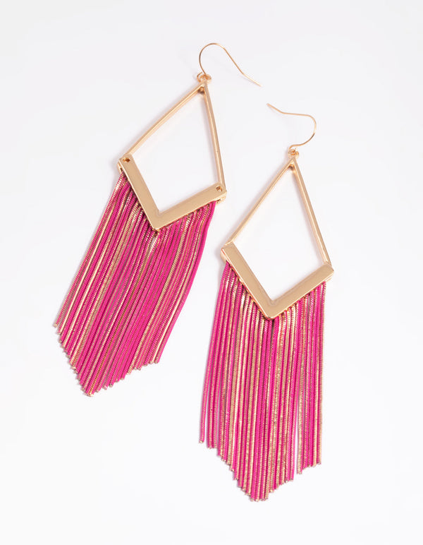 Fuchsia Snake Chain Drop Earrings