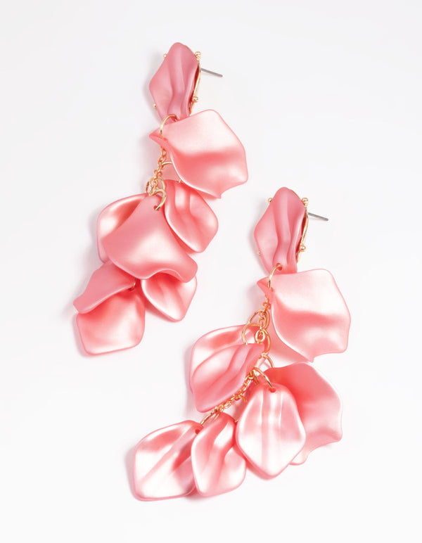 Pink Petal Drop Earrings