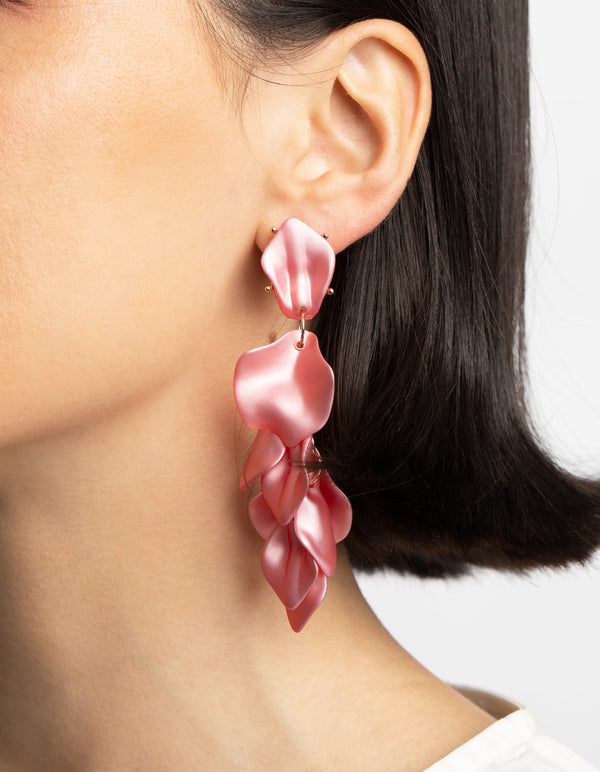 Pink Petal Drop Earrings