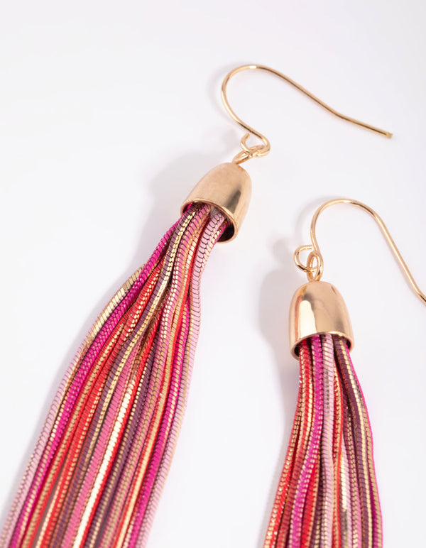 Fuchsia Tassel Drop Earrings