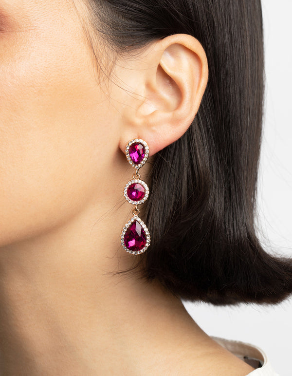 Fuchsia Diamante Teardrop Earrings