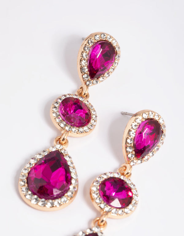 Fuchsia Diamante Teardrop Earrings