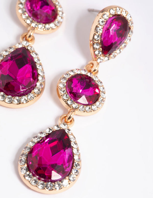 Fuchsia Diamante Teardrop Earrings